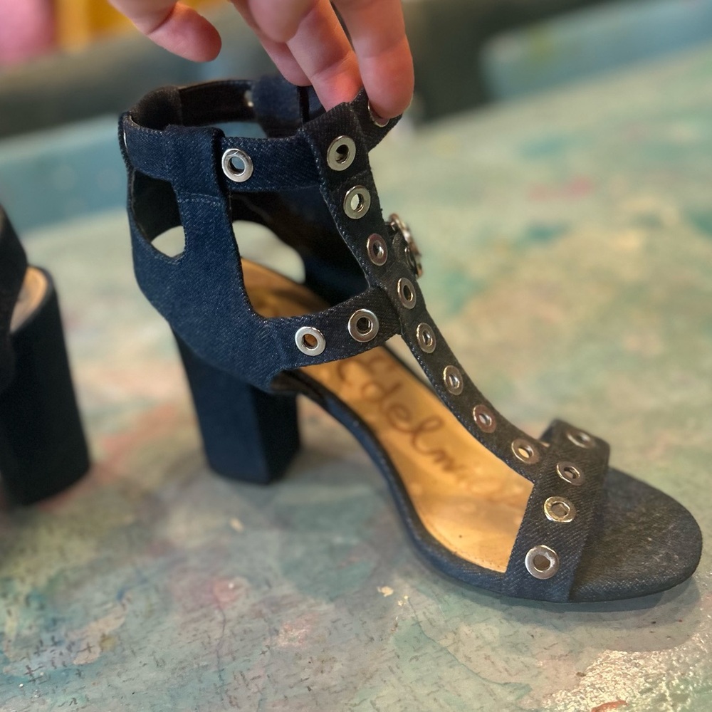 Denim & Metal Heels